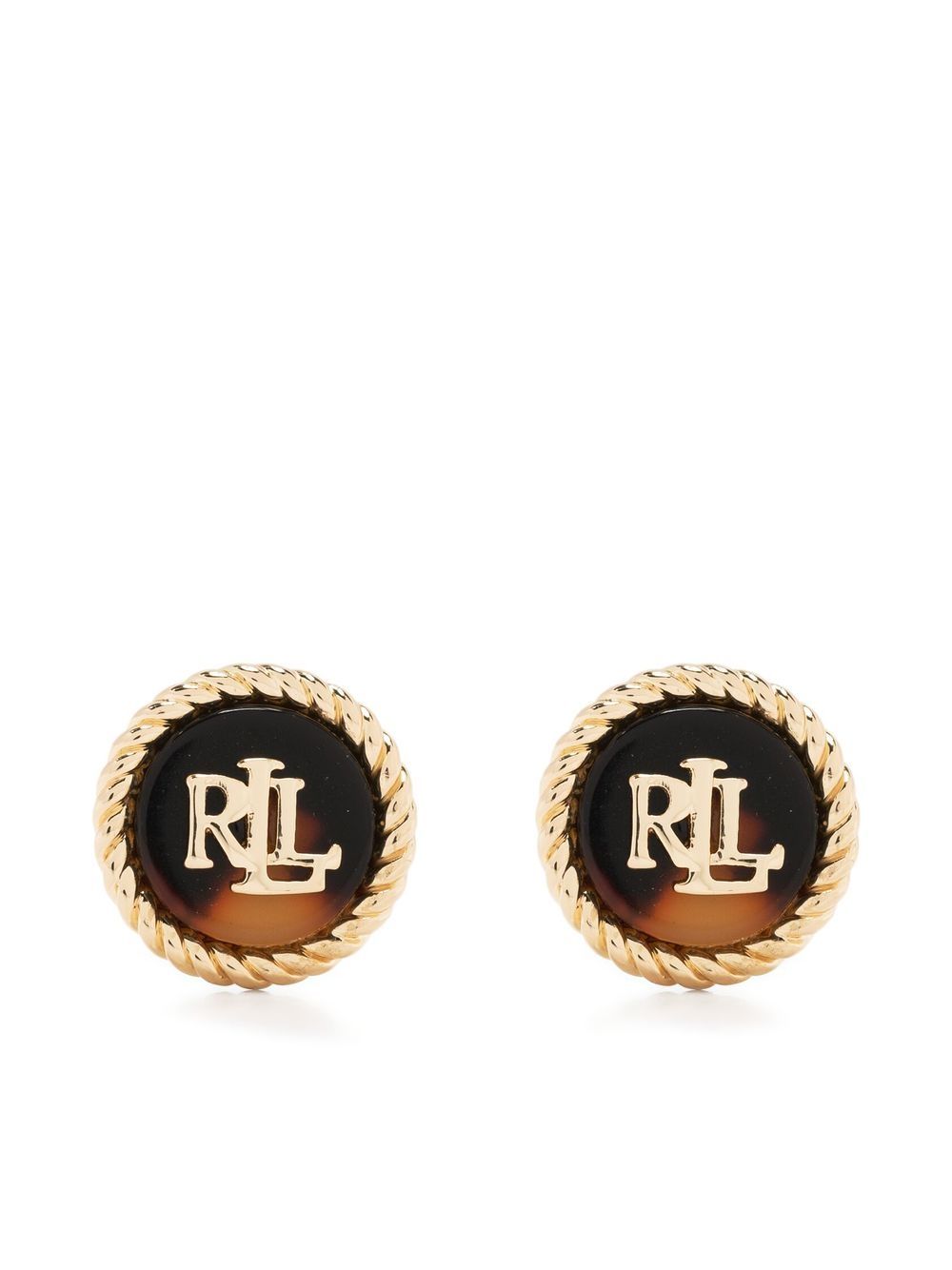 

Lauren Ralph Lauren aretes con efecto de carey y logo - Dorado