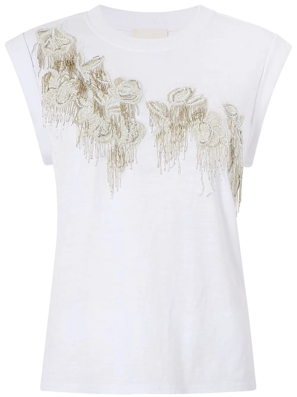 

Cinq A Sept Bella floral appliqué sleeveless T-shirt - White