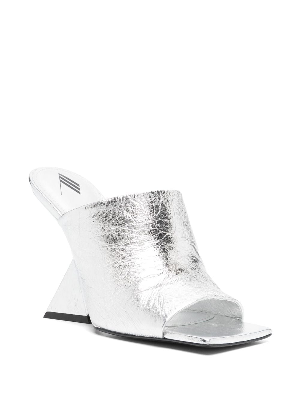 Shop Attico Cheope 105mm Laminated Leather Mules In Silver