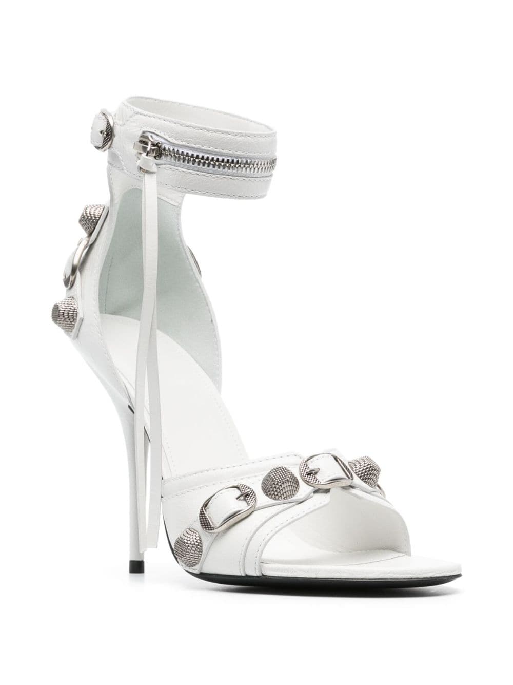 Shop Balenciaga Cagole 110mm Leather Sandals In White