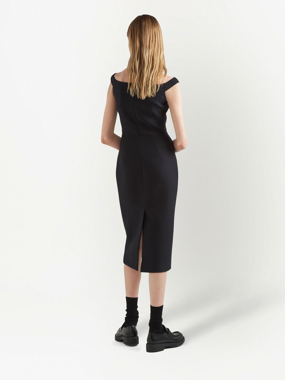 Shop Prada Fitted Mid-length Dress In Black