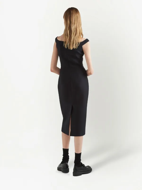 【プラダ・PRADA】Satin midi-dress Prada Belted Satin Midi Dress | Neutrals | FARFETCH HK