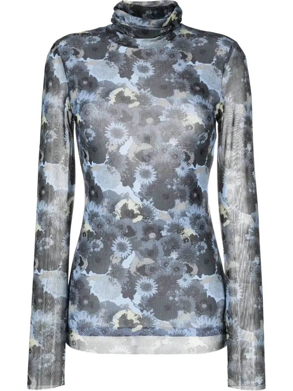 

GANNI floral-print mock neck top - Blue