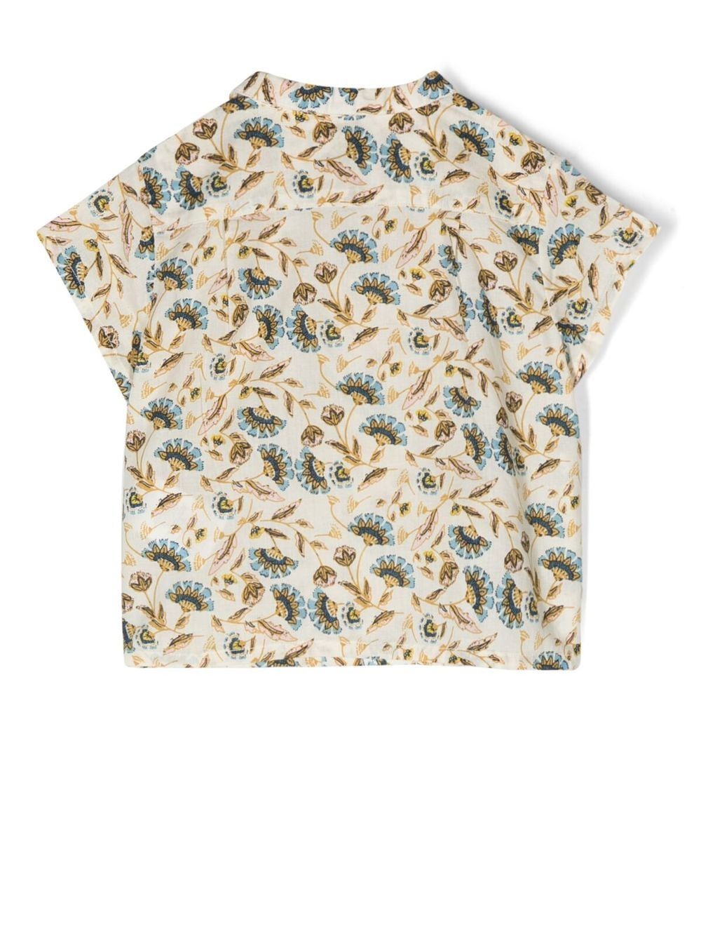 Shop Bonpoint Floral-print Short-sleeve Shirt In Neutrals