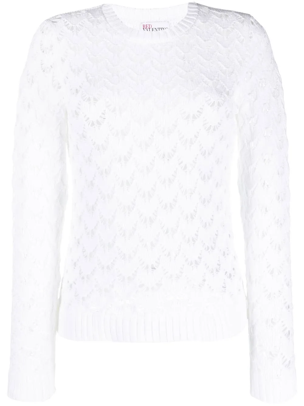 

RED Valentino pointelle-knit crew-neck jumper - White