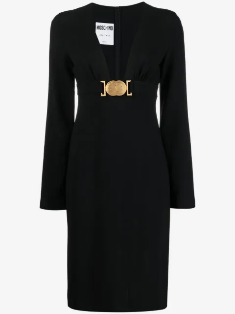 Moschino logo-plaque long-sleeved dress