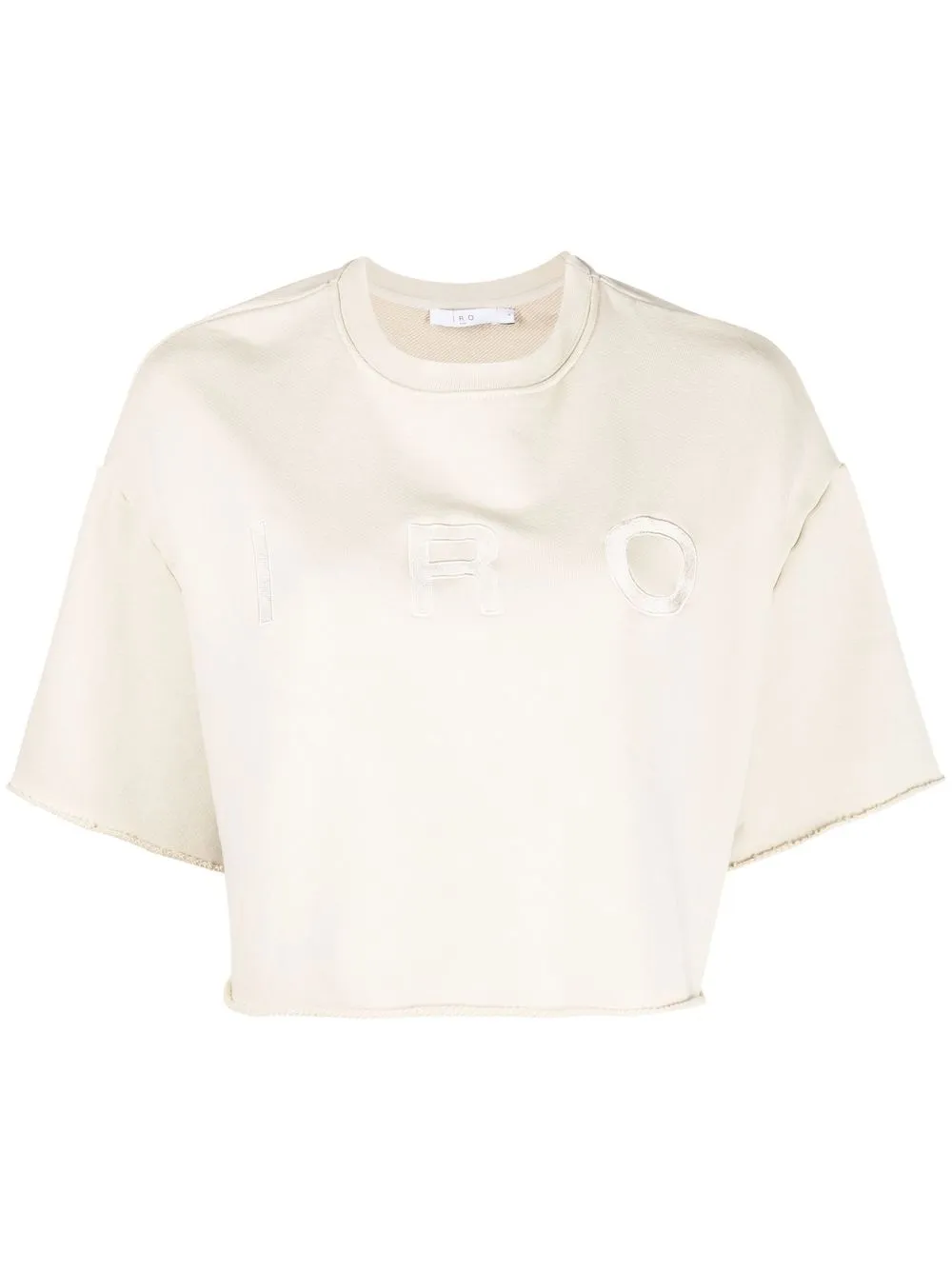 

IRO embroidered-logo cropped T-shirt - Neutrals