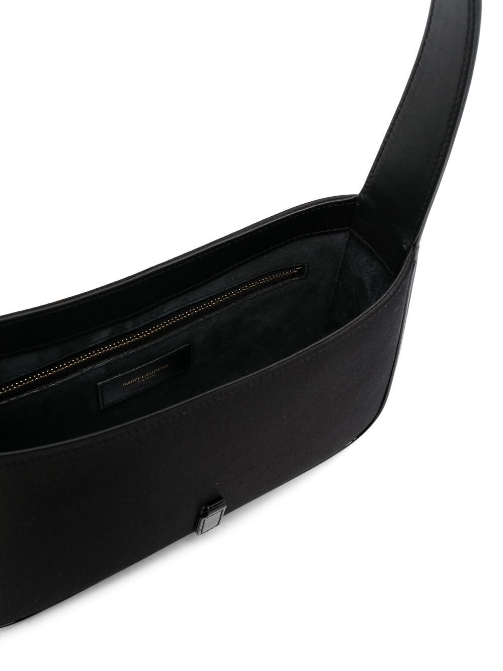 Saint Laurent Black Quilted Satin Monogram Shoulder Bag