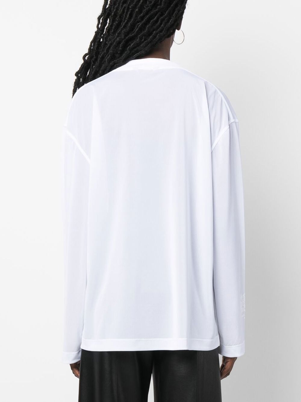 Shop Holzweiler Semi-sheer Long-sleeve T-shirt In White