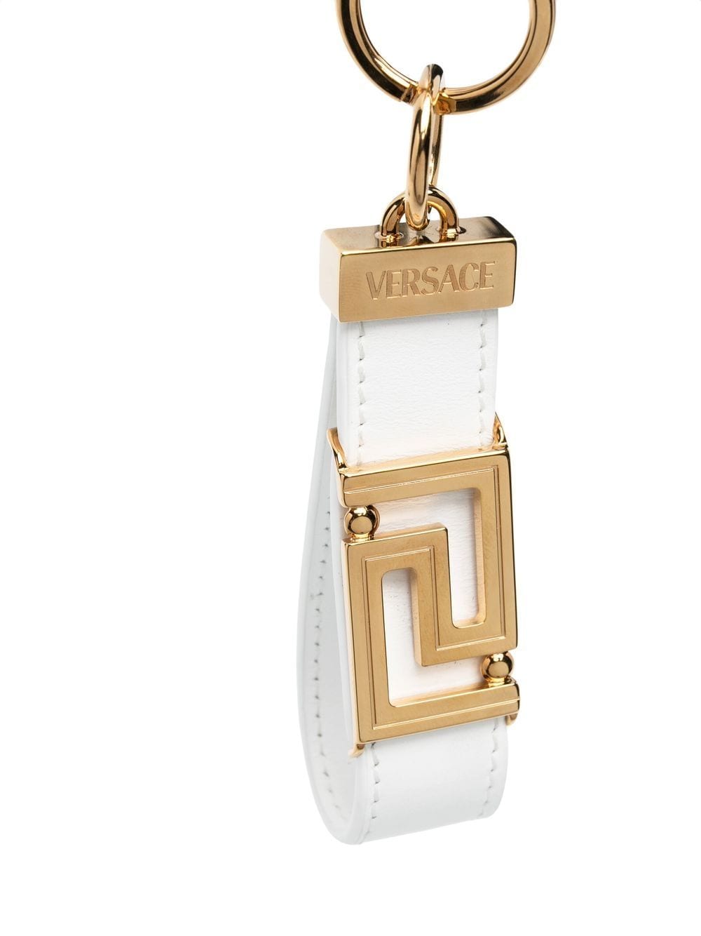 Shop Versace Greca Goddess Key Chain In White