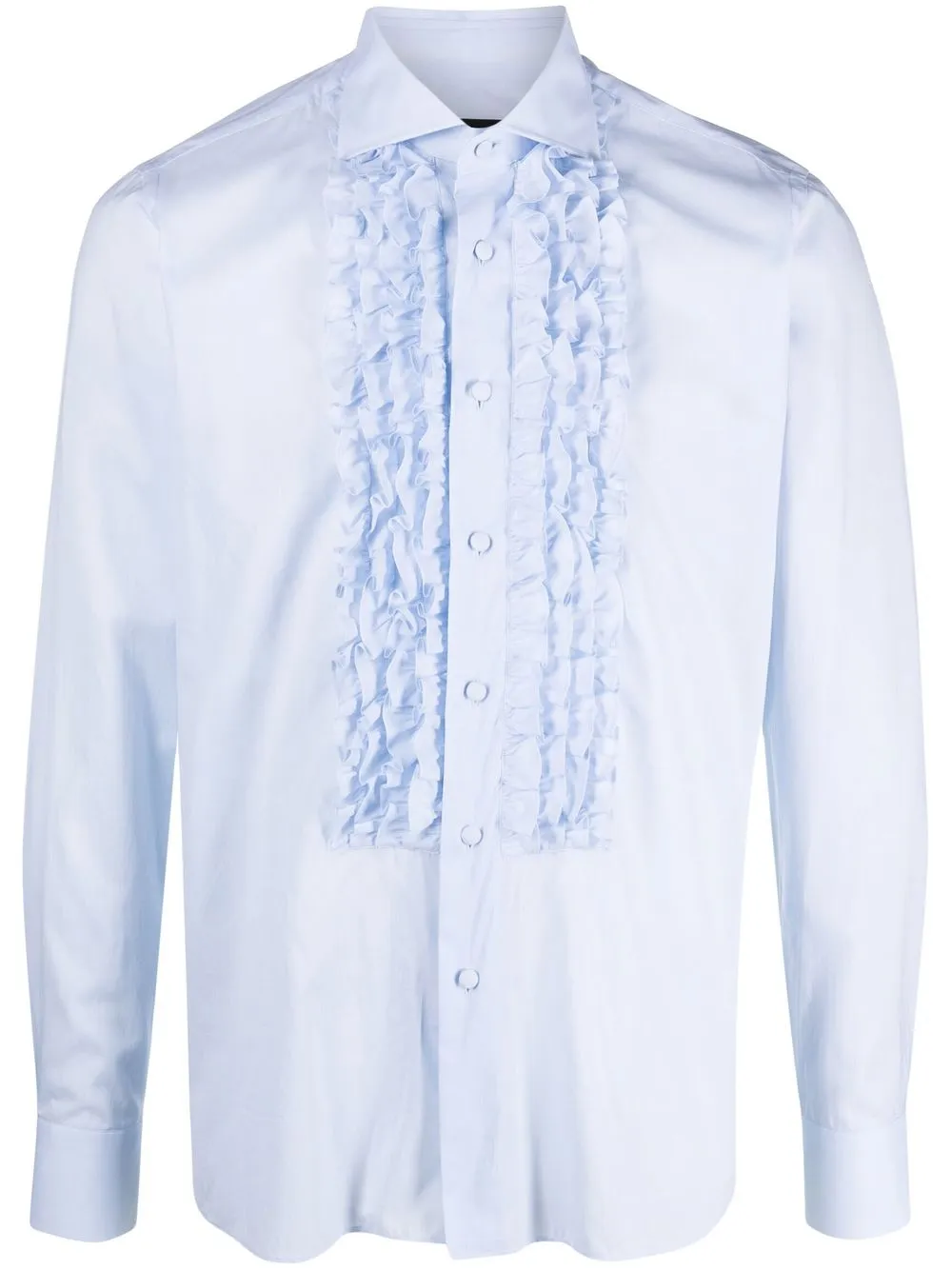 

Tagliatore ruffle-trim detail shirt - Blue