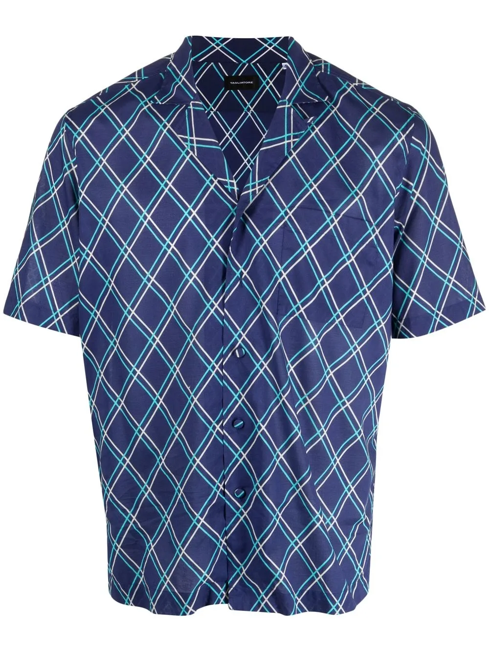 

Tagliatore camisa tejida con motivo de rombos - Azul