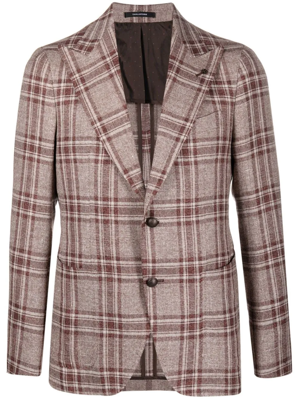 

Tagliatore plaid-check print blazer - Brown