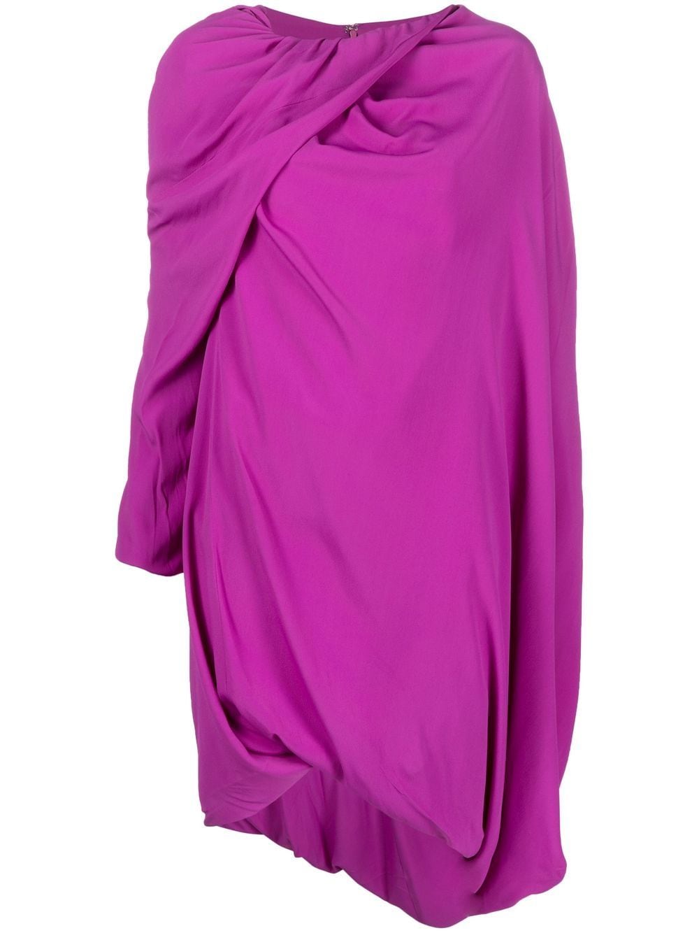 Atlein Asymmetric Draped Silk-blend Dress In Violett