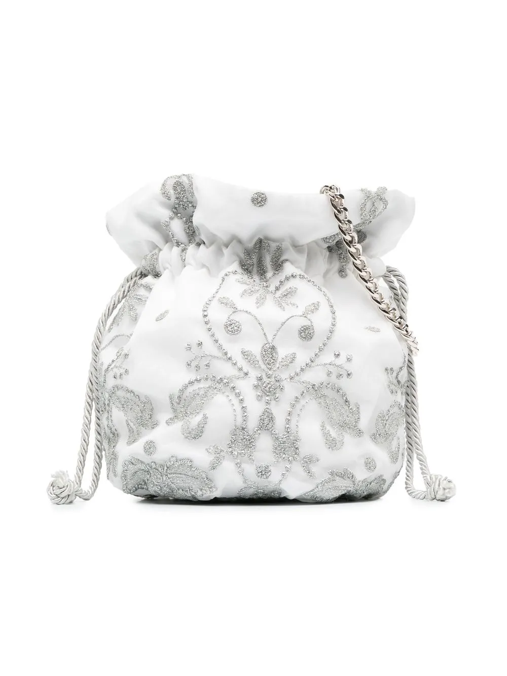 

MARCHESA KIDS COUTURE floral-embroidered drawstring bag - White