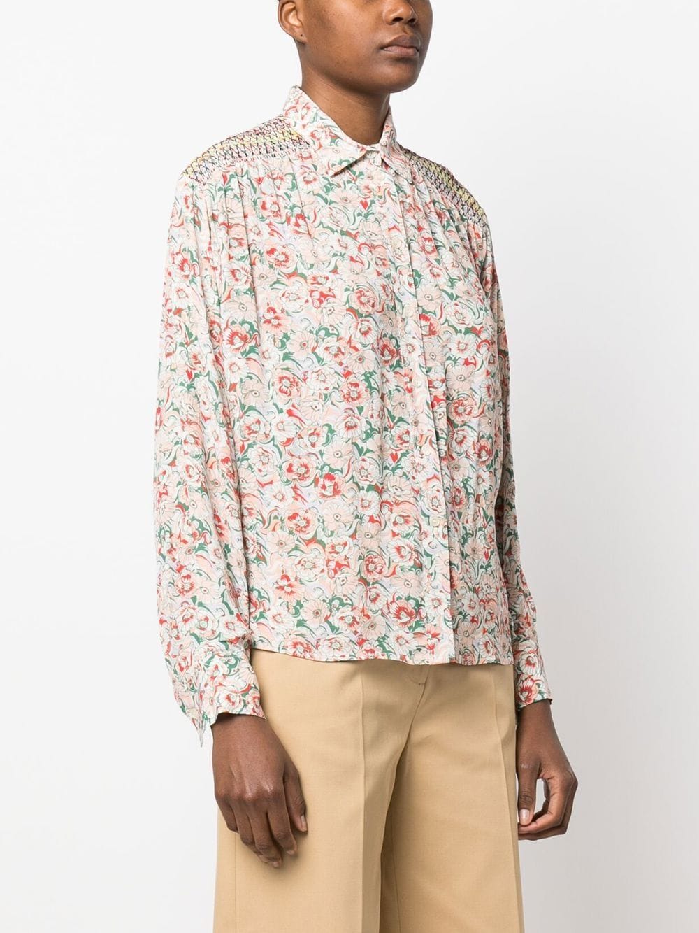 Shop See By Chloé Floral-print Long-sleeve Shirt In Orange