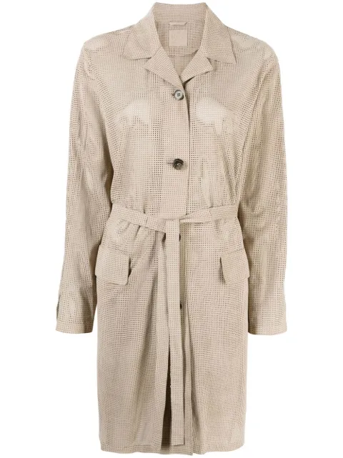Desa 1972 siingle-breasted belted suede coat