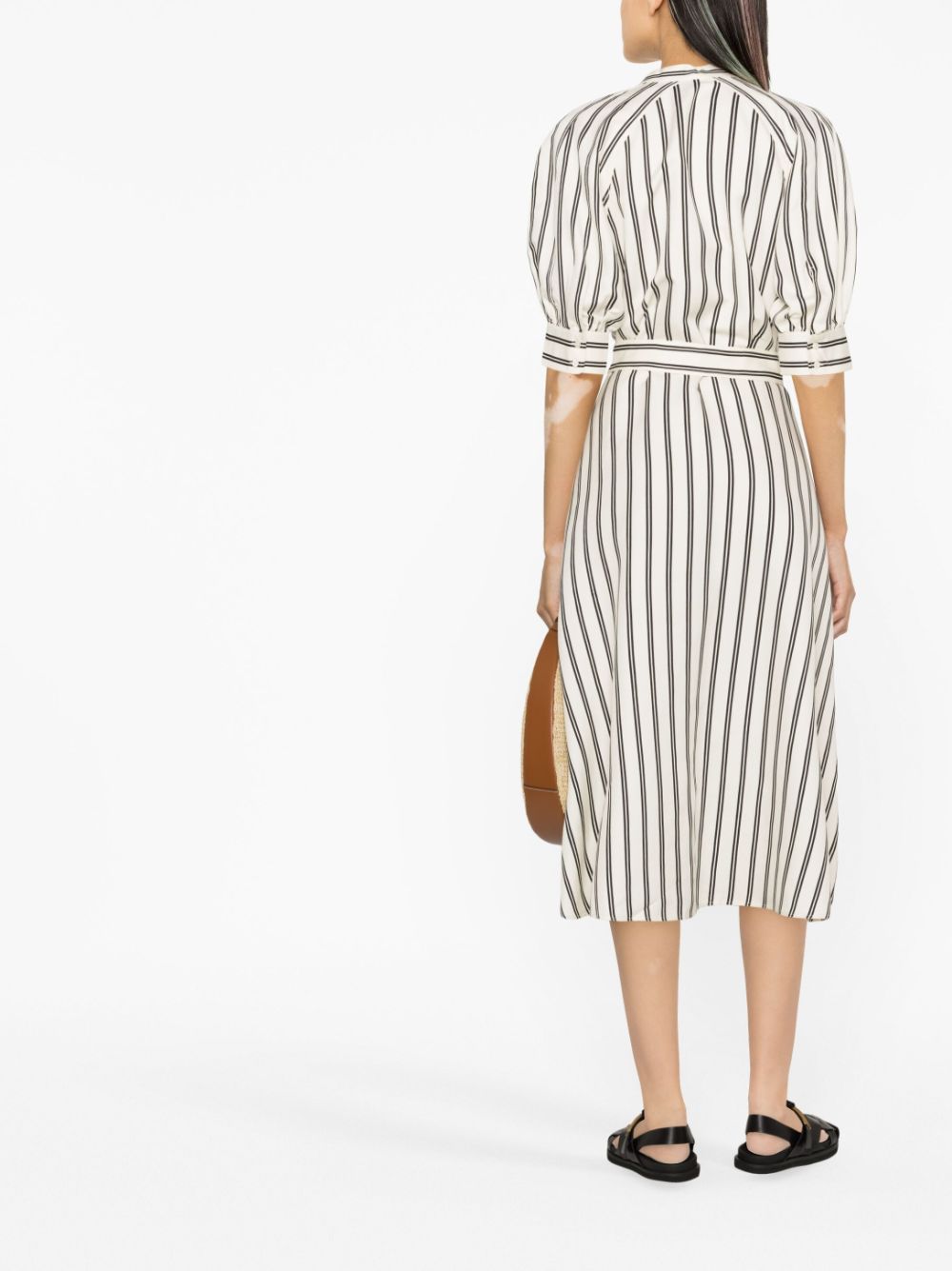 Striped mulberry silk shirt dress