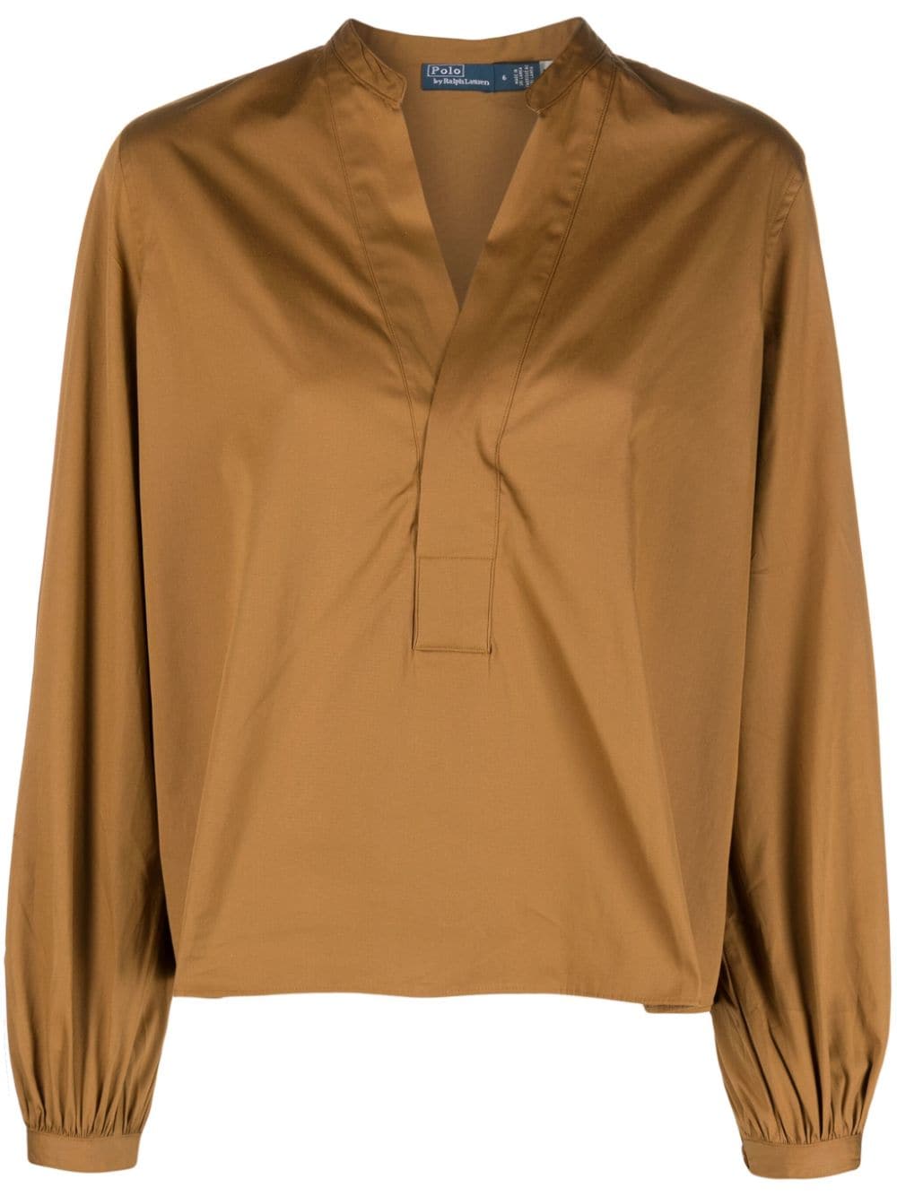 Polo Ralph Lauren Sina Long-sleeve Cotton Blouse In Brown