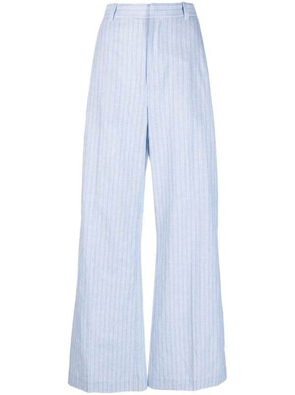 Buy MANGO Women White  Blue Regular Fit Striped Trousers  Trousers for  Women 6995413  Myntra