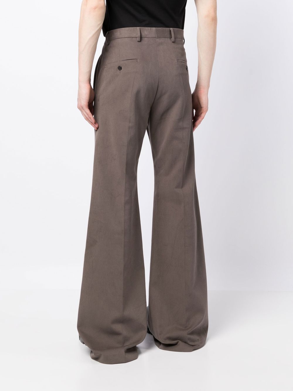 Shop Rick Owens Pressed-crease Flared Tailored Trousers In Brown
