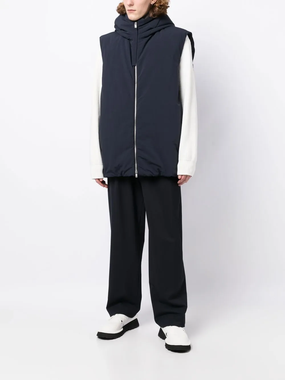 Jil Sander padded sleeveless hooded gilet - Blauw