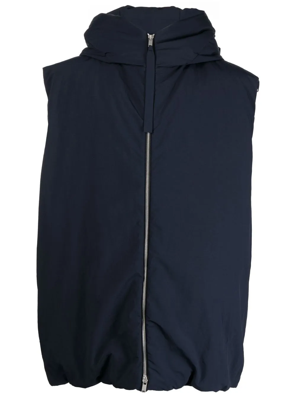 Jil Sander Padded Sleeveless Hooded Gilet In Blue