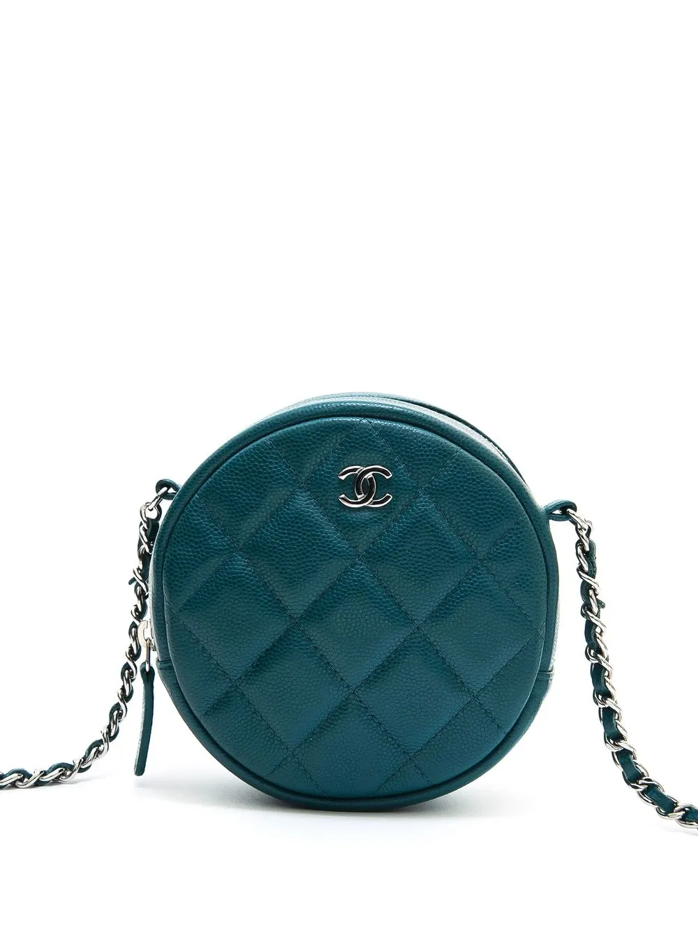 

CHANEL Pre-Owned 2018-2019 diamond-quilted circular crossbody bag - Green
