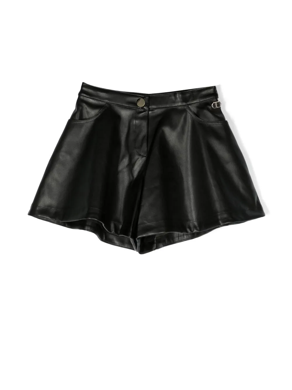 

TWINSET Kids faux-leather wide-leg shorts - Black