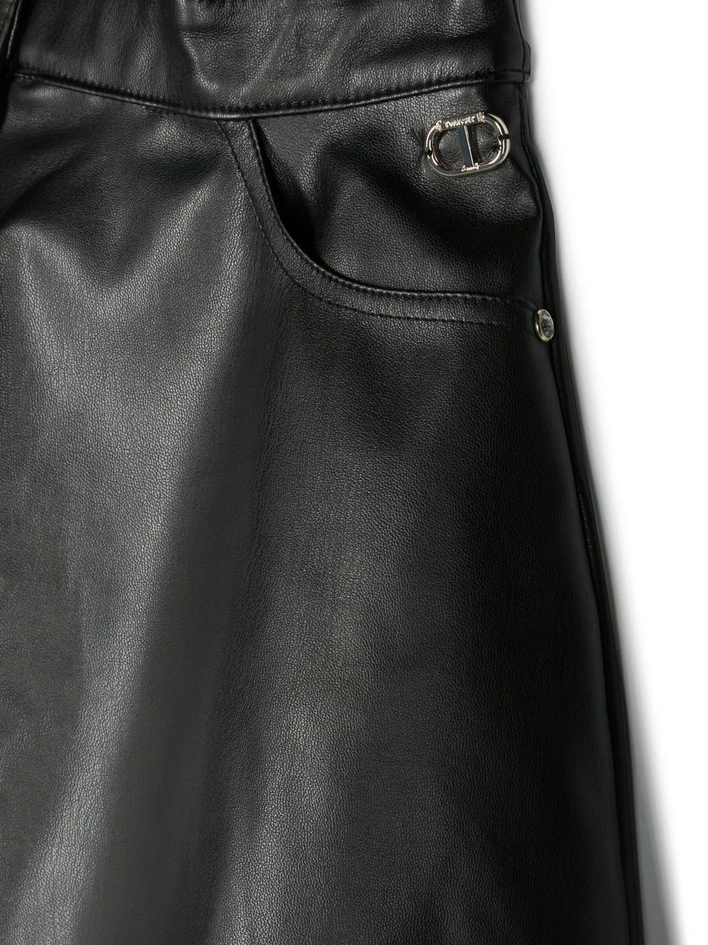Shop Twinset Faux-leather Wide-leg Shorts In Black