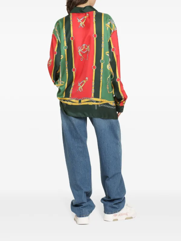 Gucci Harness-print Silk Shirt | Green | FARFETCH