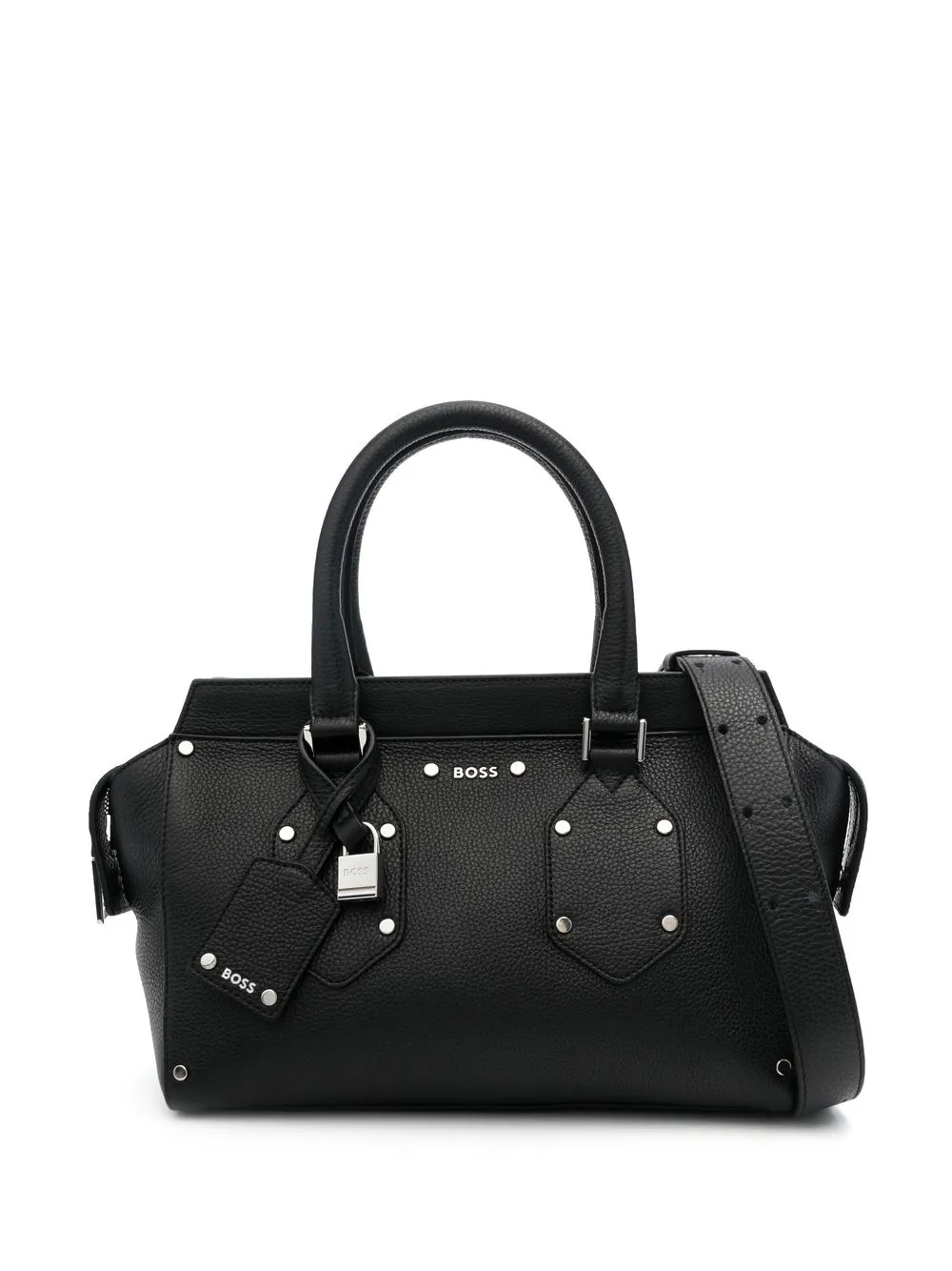 

BOSS logo-lettering leather tote bag - Black