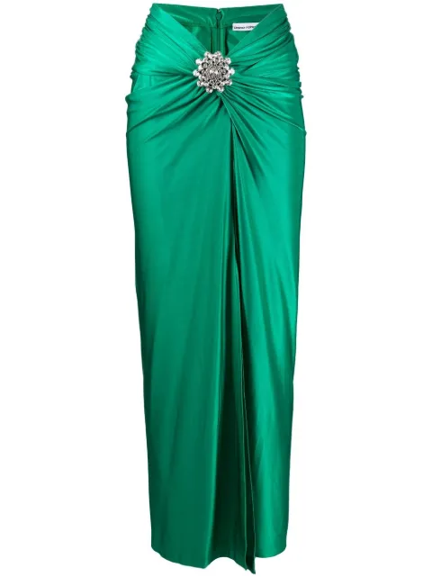 Rabanne rhinestone-embellished satin skirt