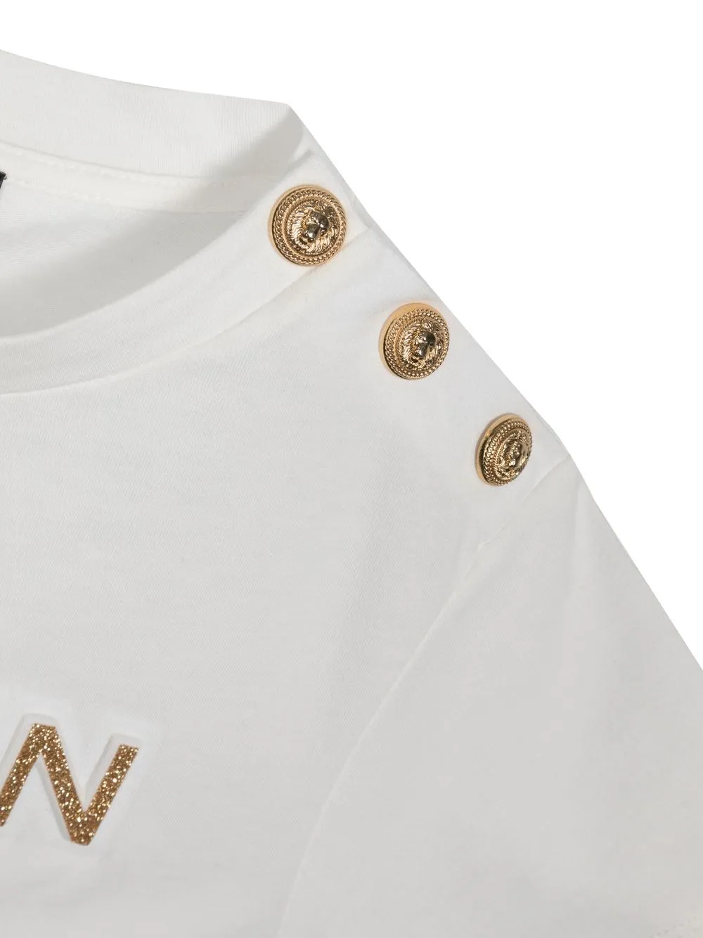 Shop Balmain Glitter-logo Lion-stud T-shirt In White