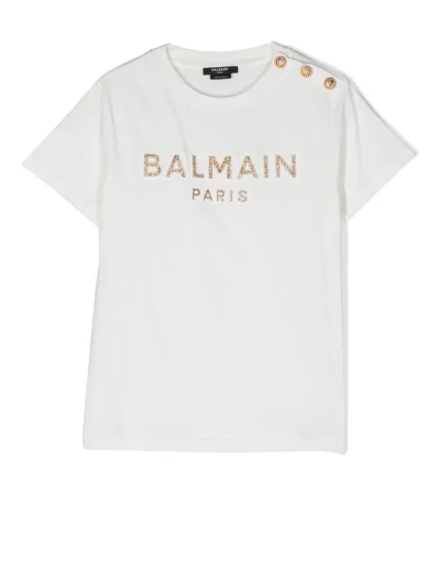 Balmain Kids T-shirt con logo glitter