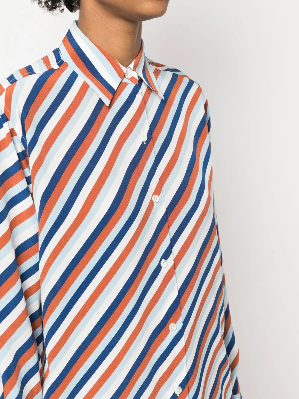 stripe-print silk shirt