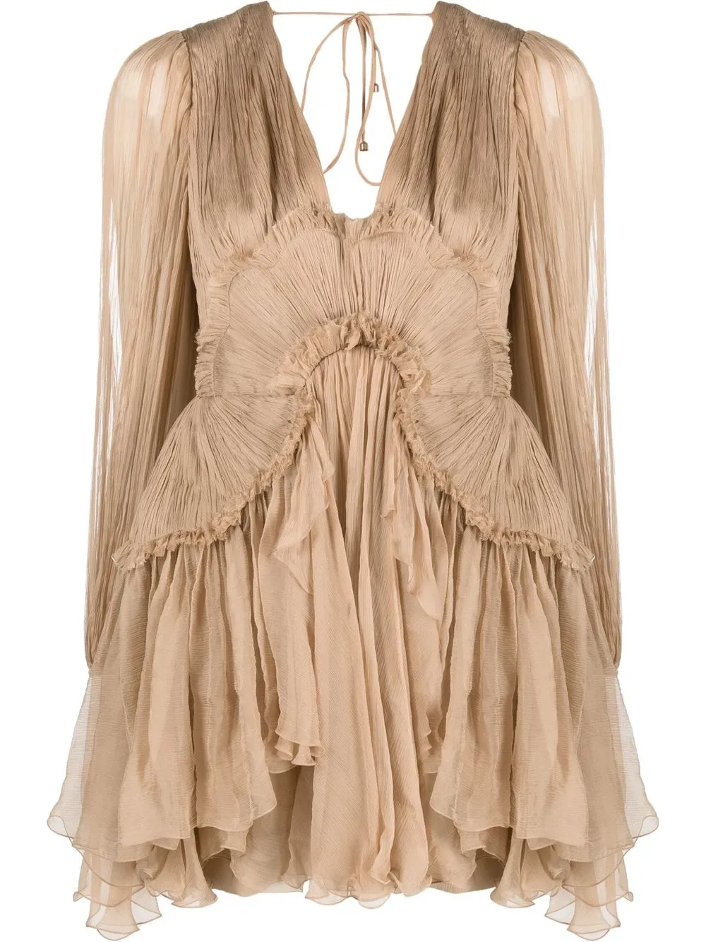 Maria Lucia Hohan Alara Ruffled Minidress In Neutrals