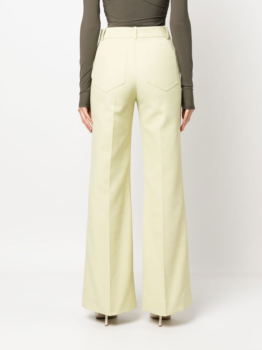 Shop Victoria Beckham Alina Tailored Flared Trousers In Green