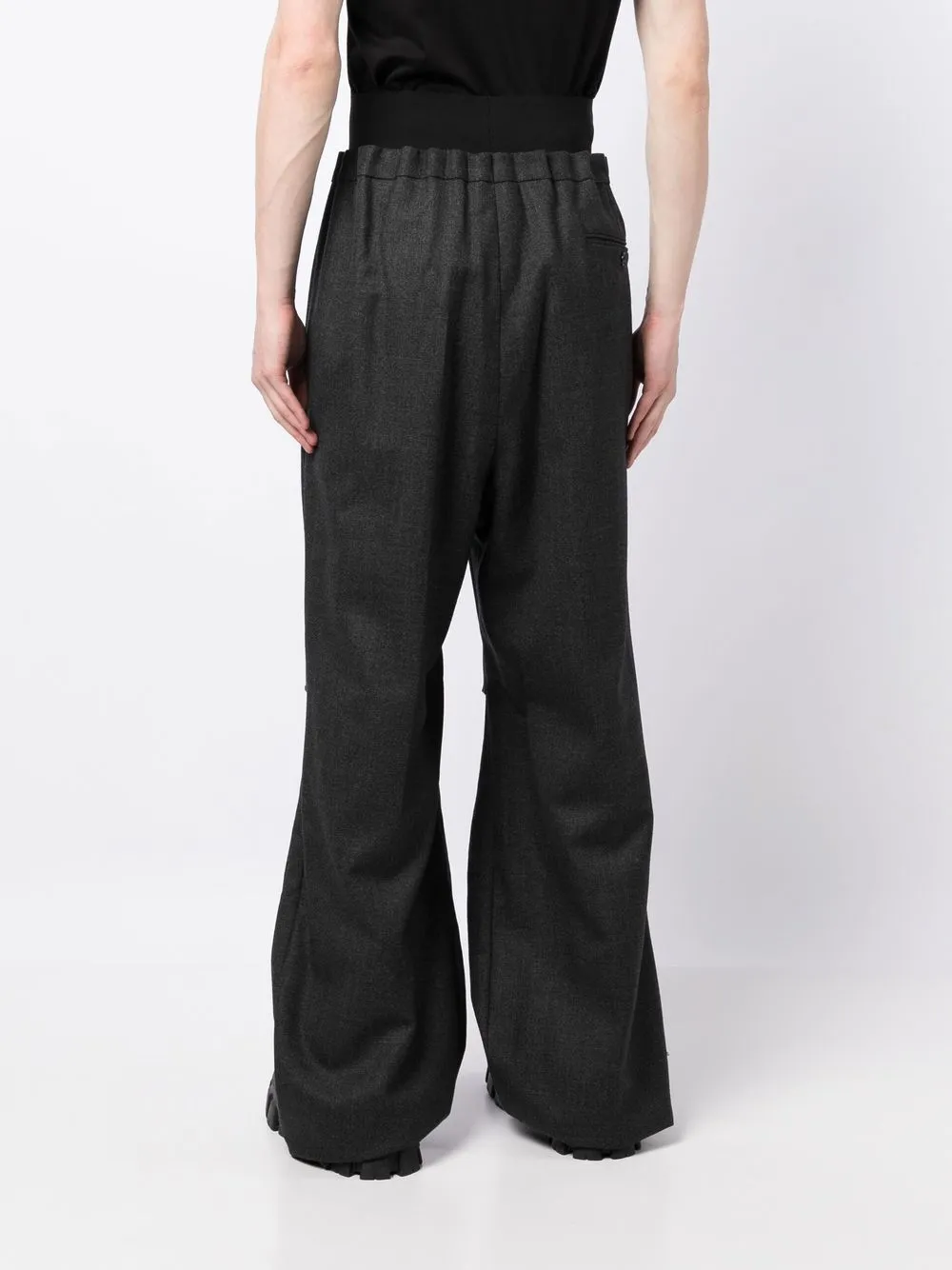 Raf Simons High-waisted Wide-leg Wool Trousers In Black