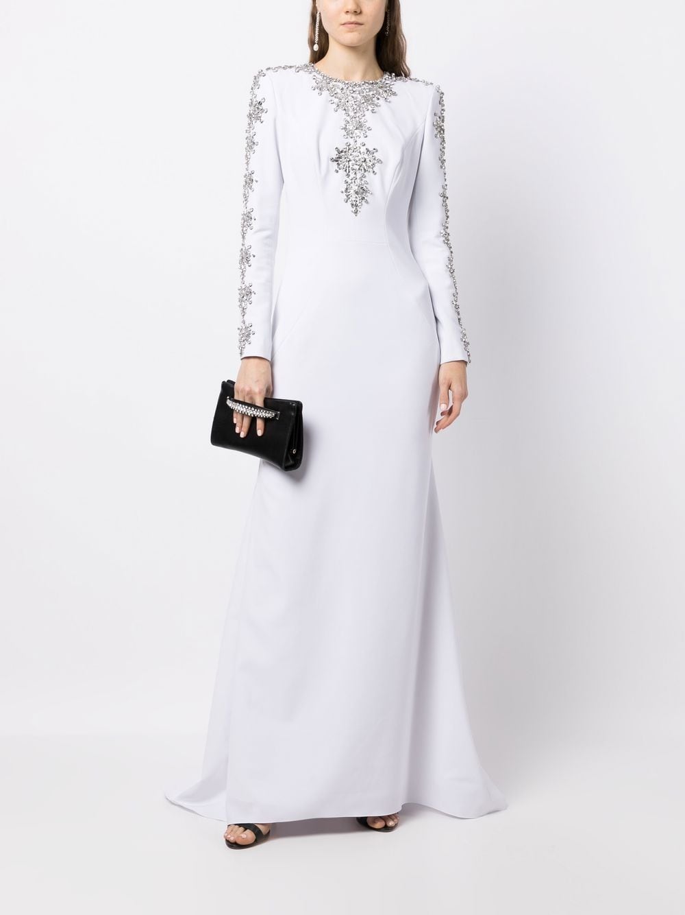 Shop Jenny Packham Esther Crystal-embellished Gown In White