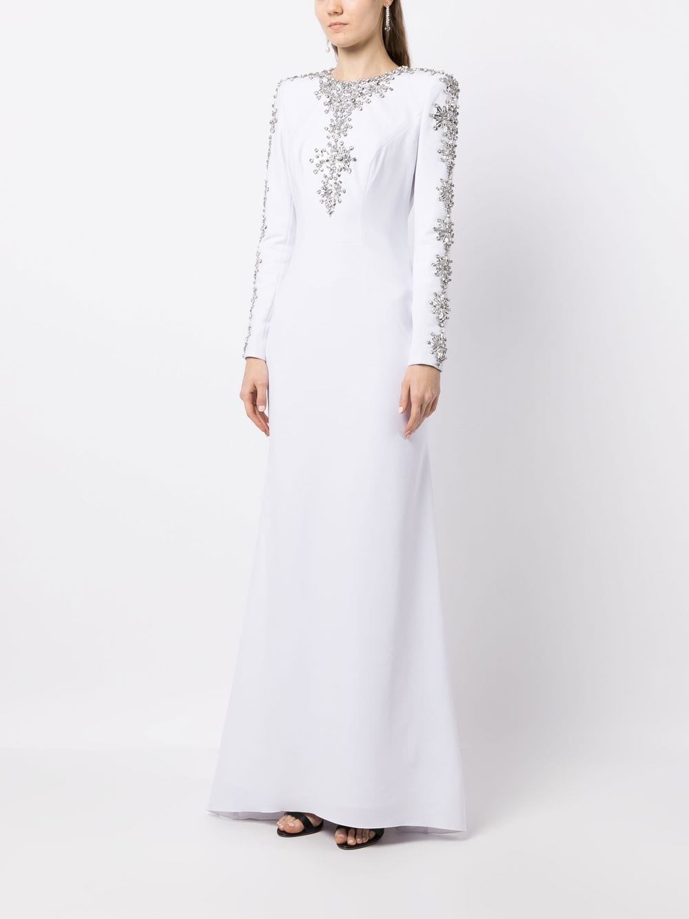 Shop Jenny Packham Esther Crystal-embellished Gown In White