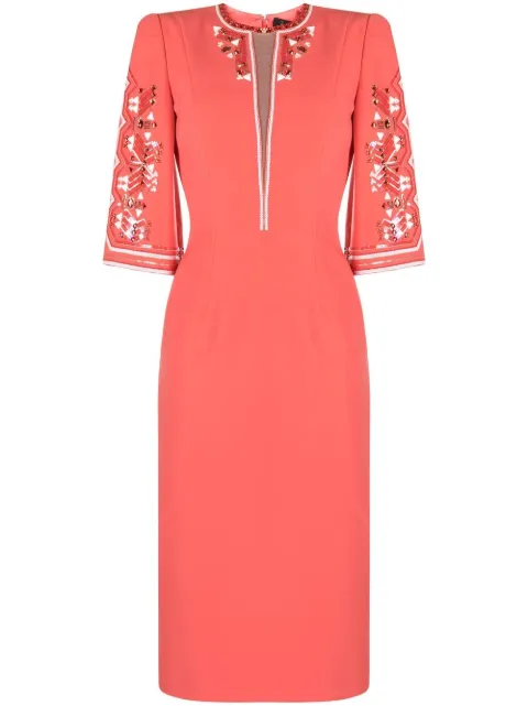 Jenny Packham Ava three-quarter sleeve midi dress