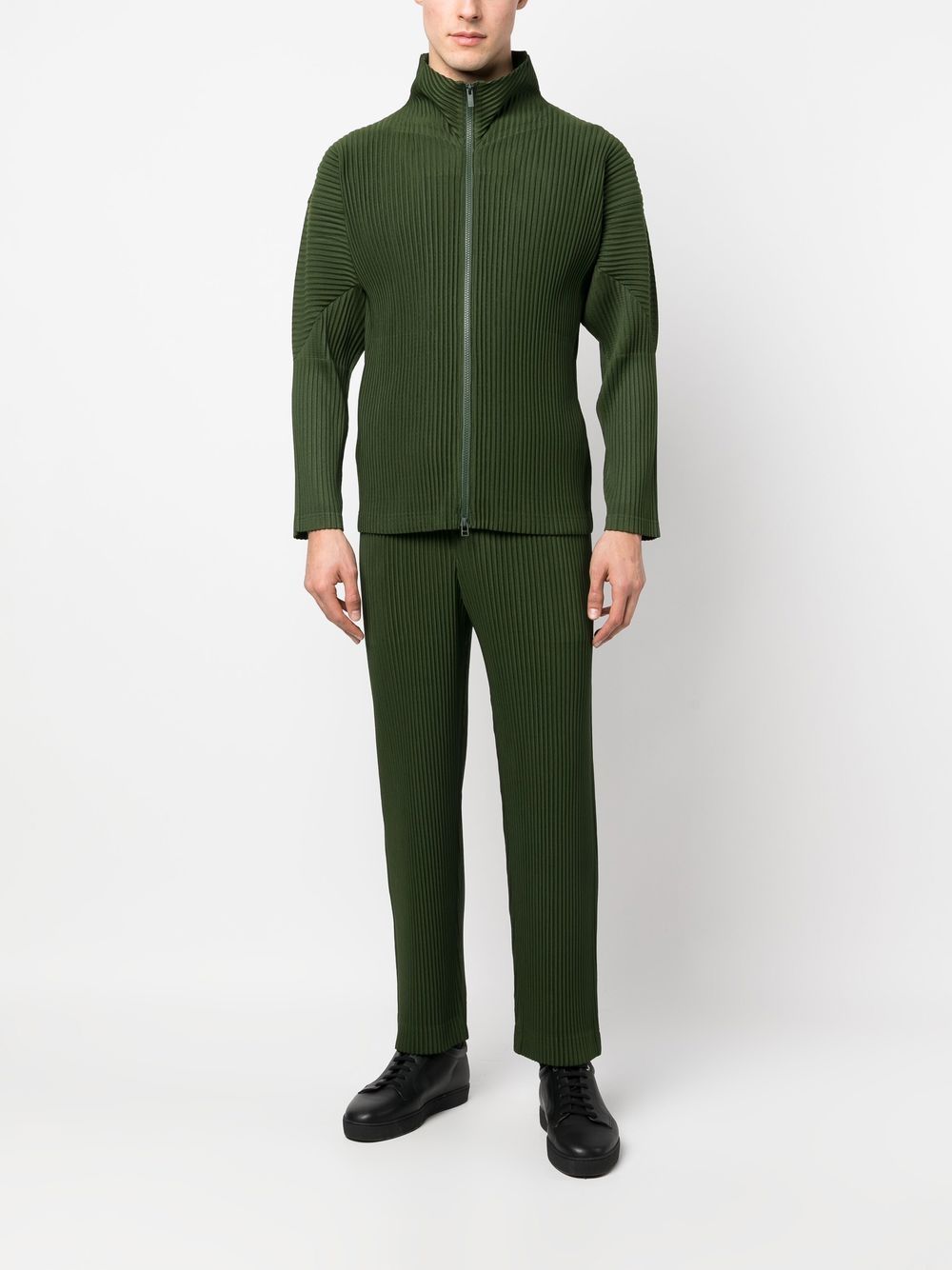 Issey Miyake Pleated Zip-up Track Jacket In Green | ModeSens