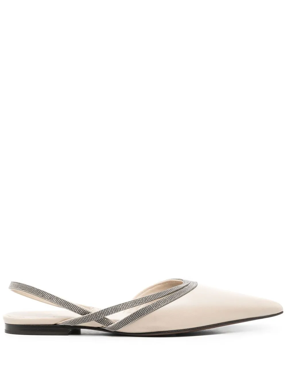 

Brunello Cucinelli Monili-embellished slingback ballerina shoes - Neutrals