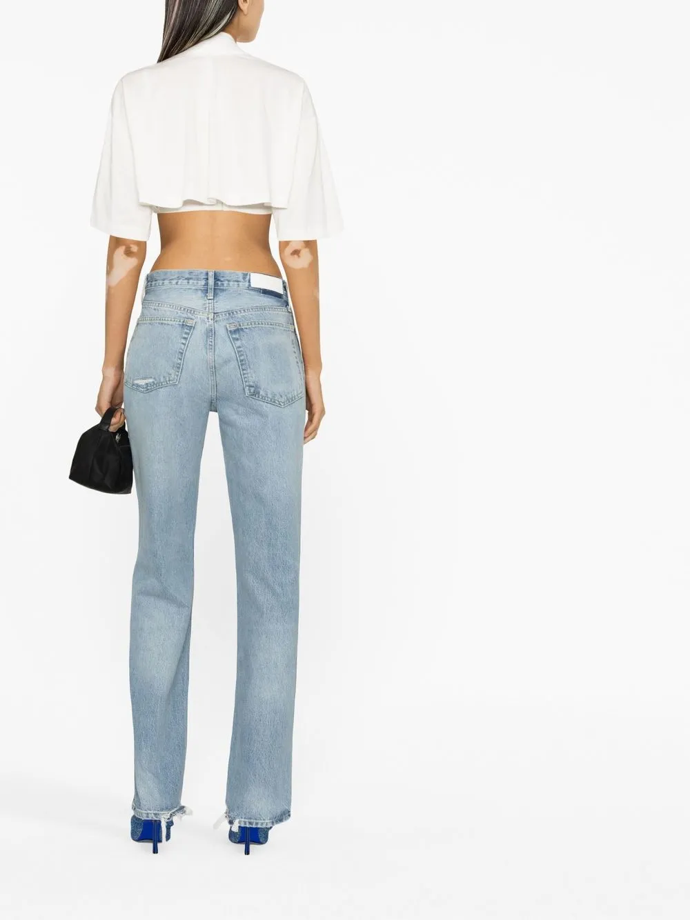 Alexander Wang Cowl Neck Crop Top In Silky Jersey In White
