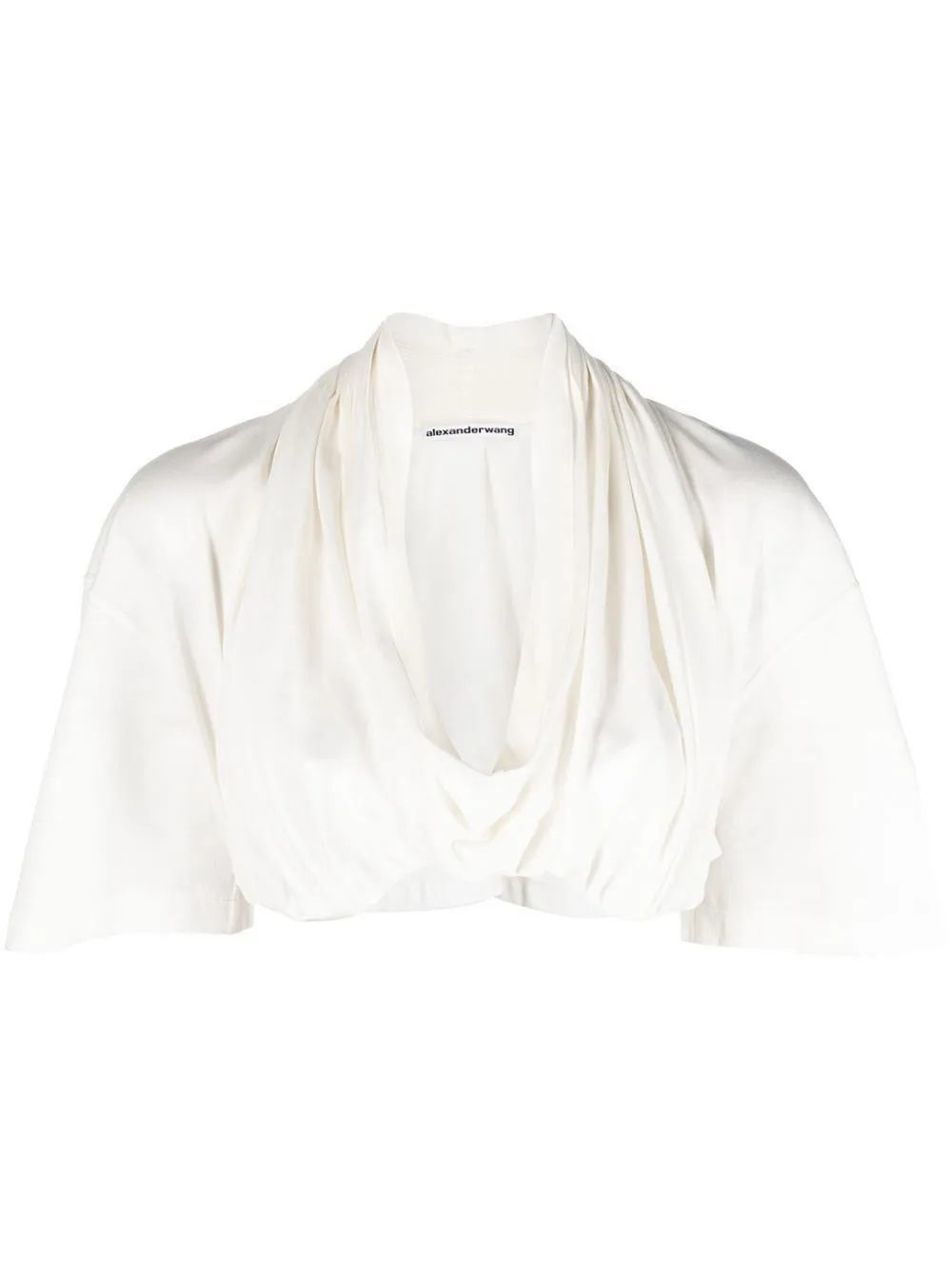 Alexander Wang Cowl Neck Crop Top In Silky Jersey In White