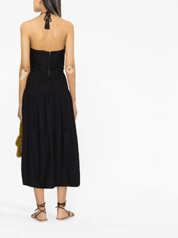 Ulla Johnson Ella Halterneck Midi Dress | Black | FARFETCH