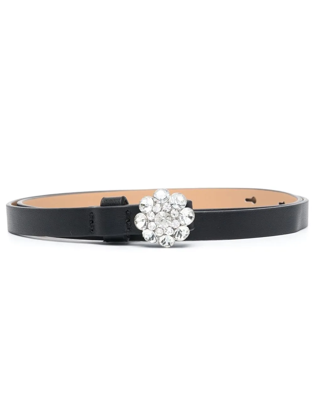 

GANNI leather crystal buckle belt - Black