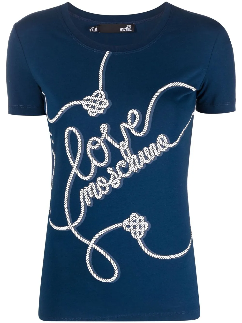 

Love Moschino playera con logo estampado estilo cuerda - Azul
