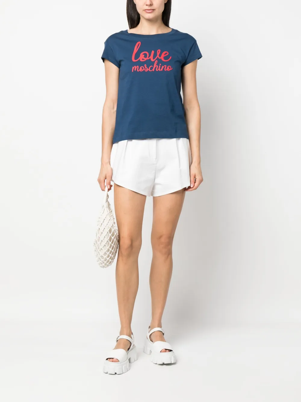 Love Moschino T-shirt met logoprint - Blauw